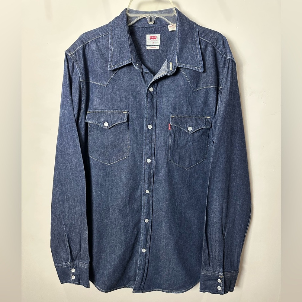 Men’s Levi's Dark Blue Denim Pearl Snap Shirt - M